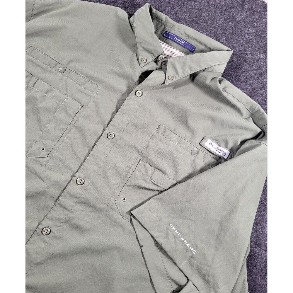 Columbia PFG Tamiami Shirt Men's Size XL Green Button Up Vented Omni Shade SS